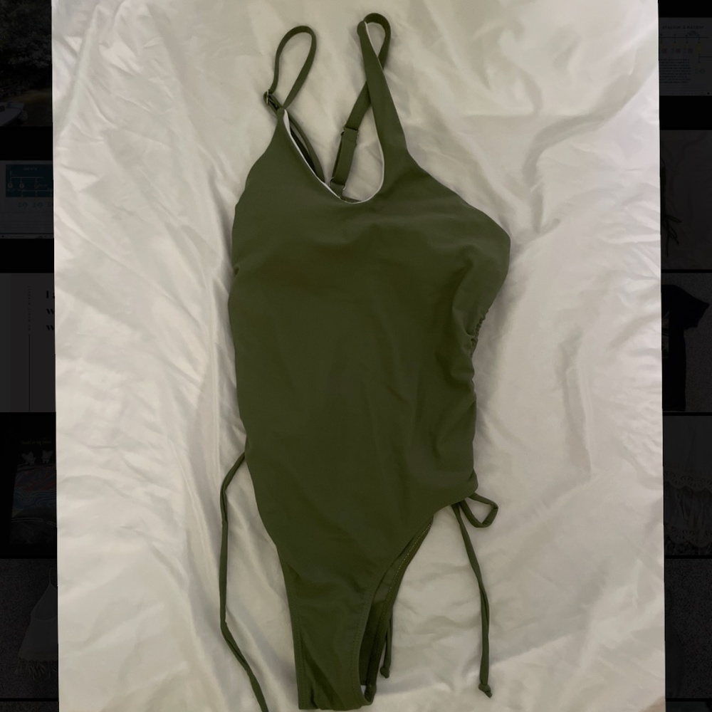 Olive green one piece swim suit